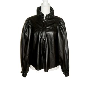 ZARA BLACK FAUX LEATHER  BLOUSE
